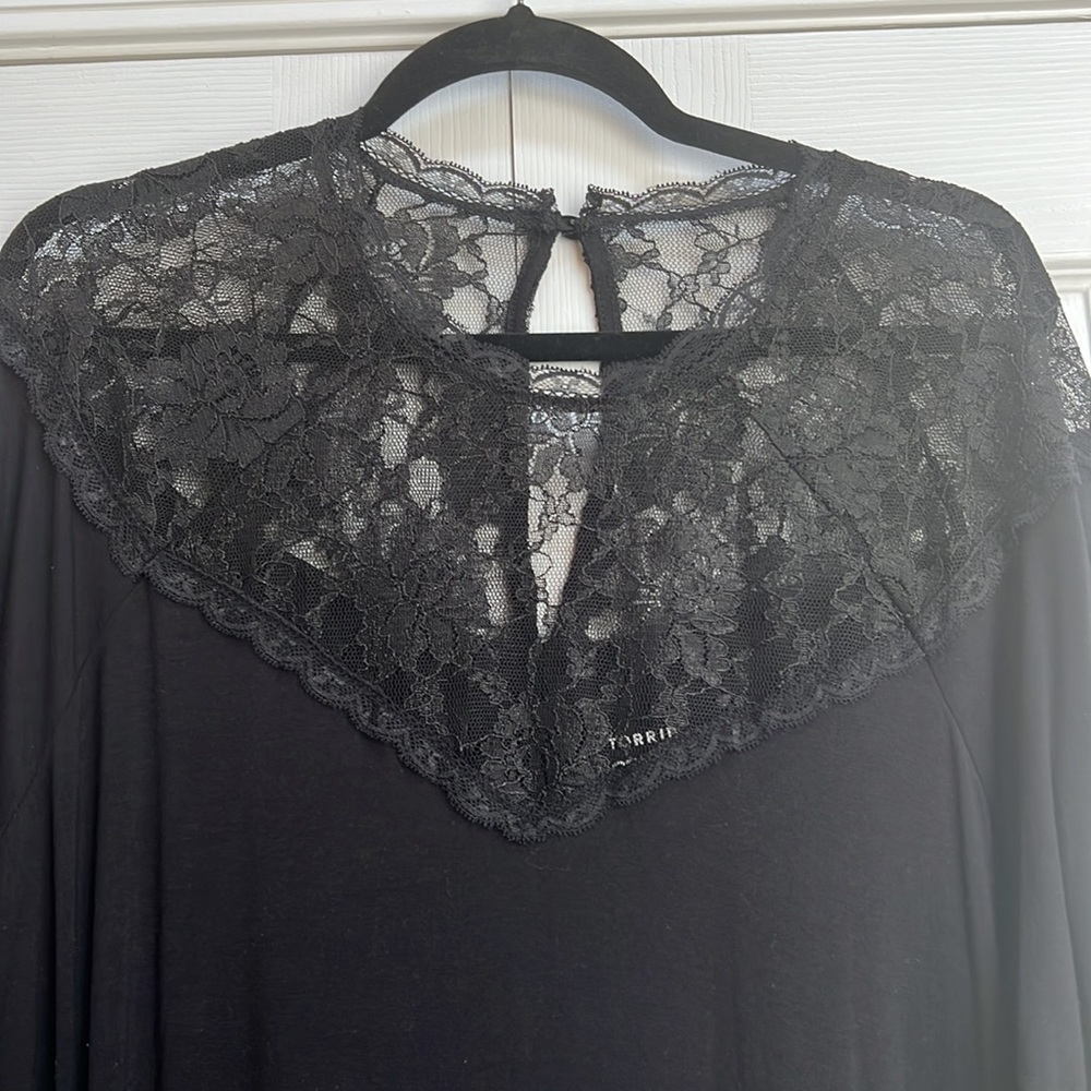Torrid Black Lace Soft Knit Long Sleeve Top - Picture 4 of 5